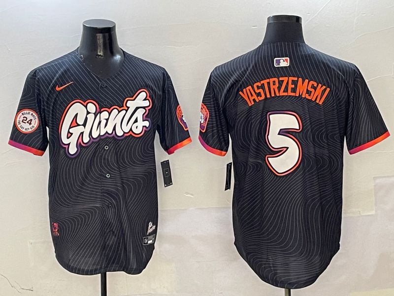 Men San Francisco Giants #5 Yastrzemski Black Second generation Joint Name Nike 2025 MLB Jersey style 7->san francisco giants->MLB Jersey